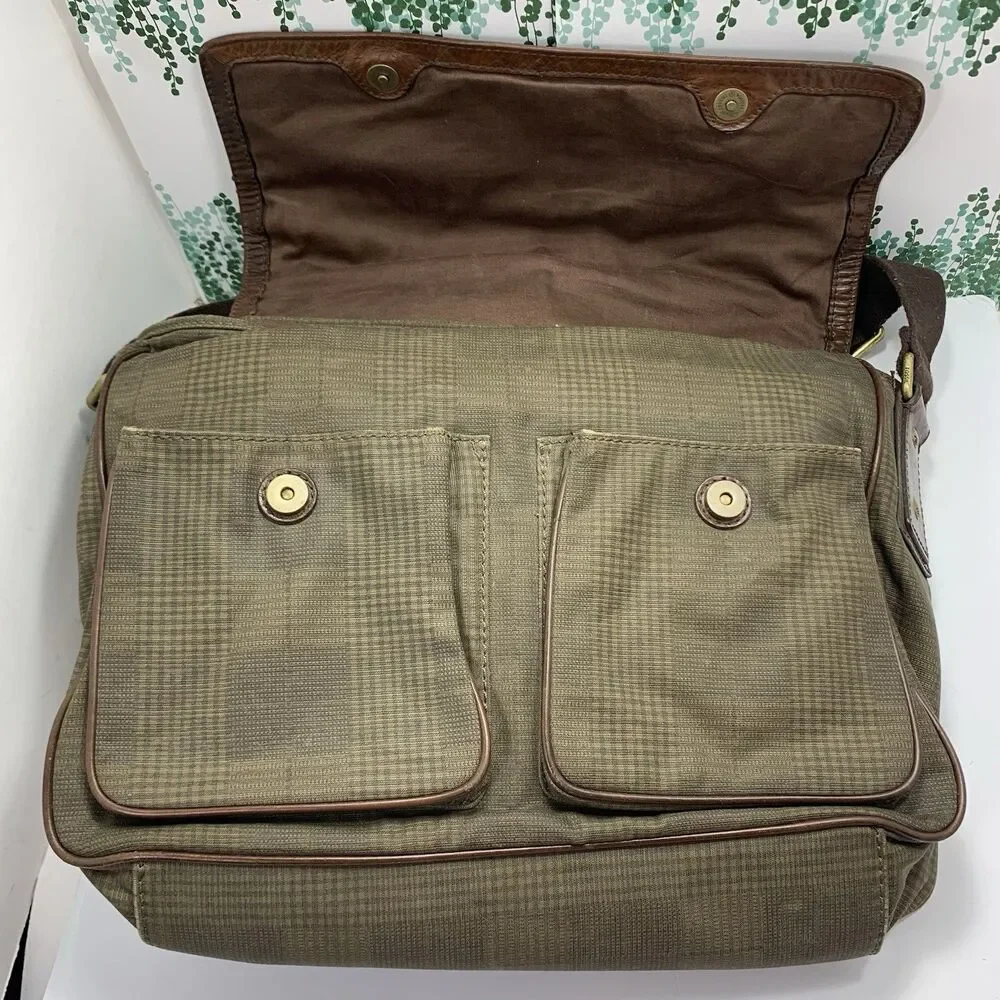 Fossil Leather & Fabric Messenger Laptop Adjustable Strap Bag Men’s